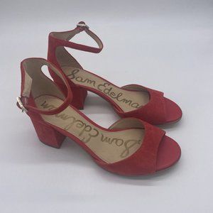 Sam Edelman Susie in Orange Suede Leather Sandals Size 8 Women Block Heel